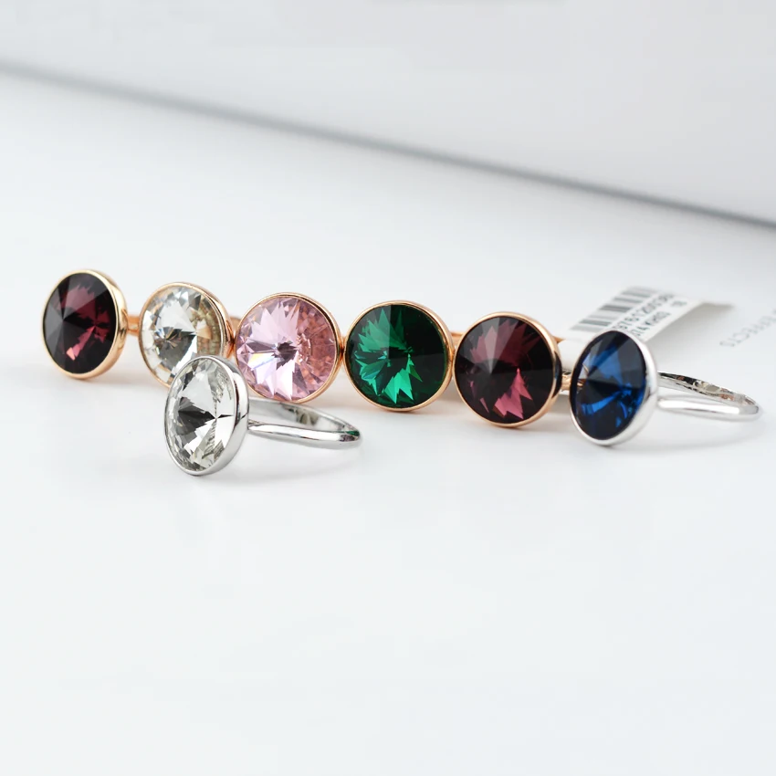 Silver Color Finger Rings Original Crystals From Austria Round RIVOLI Stone For Women Matching Wedding Engagement Jewelry |