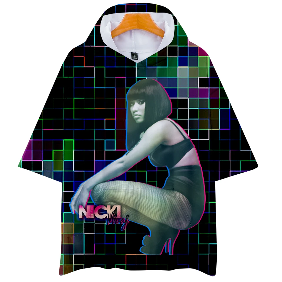 FRDUN TOMMY Nicki Minaj 3D Pop Short Sleeve Hoodie Women Soft Fashion Autumn Warm Hip Hop Hoodies Clothes 4XL | Мужская одежда