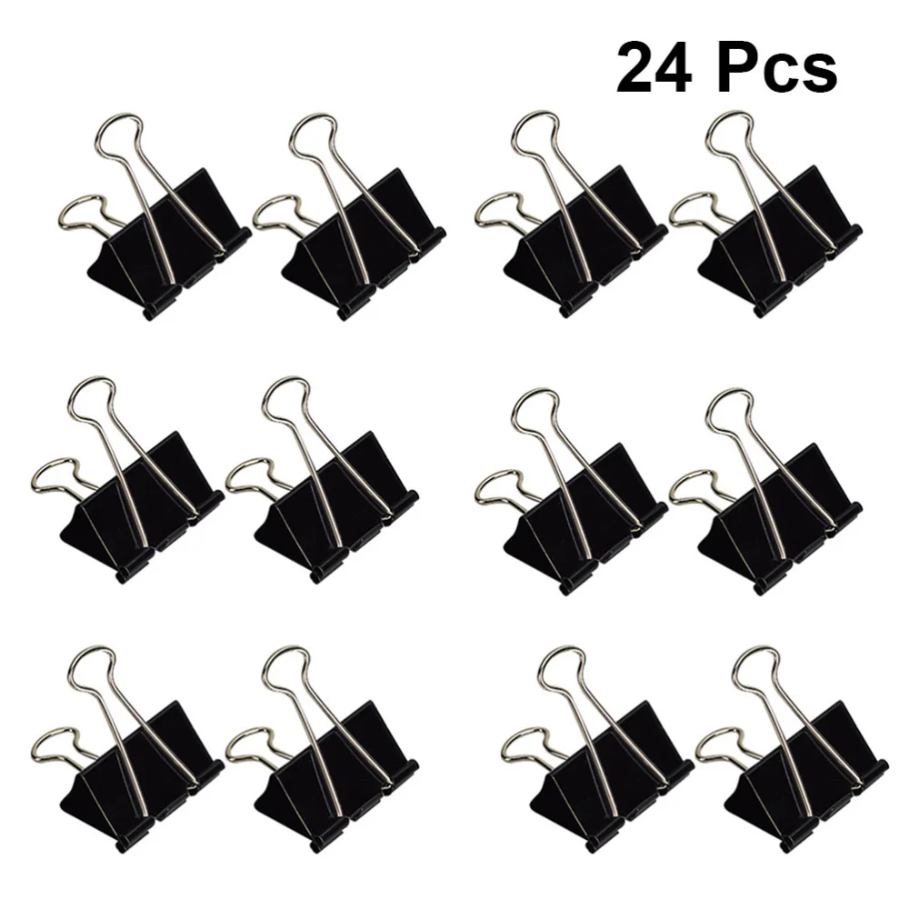 

24PCS 50mm Metal Binder Clips Paper Clamp Clips Dovetail Design Clamps for School Office (Black)