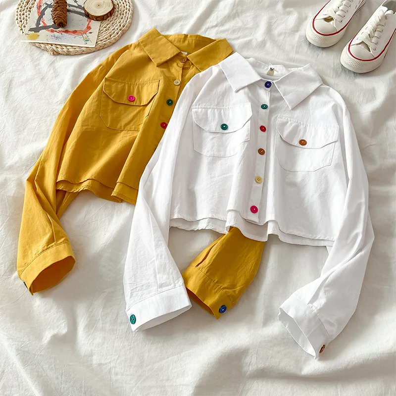 Весна 2021 французский топ nian Design Sense Женская Короткая Ретро рубашка в гонконгском