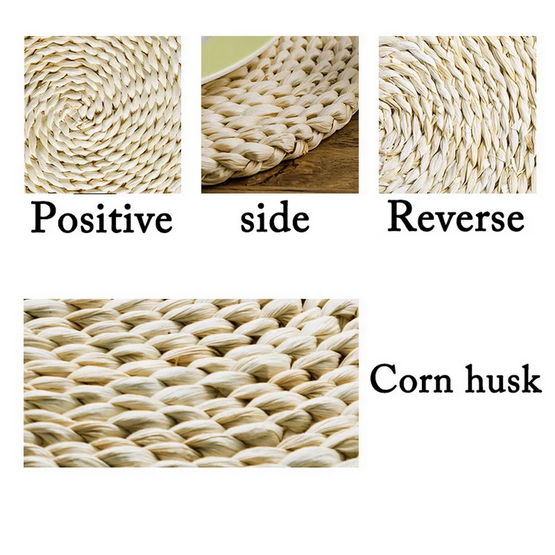 Круглые столовые приборы из ротанга натуральная кукурузная солома тканые