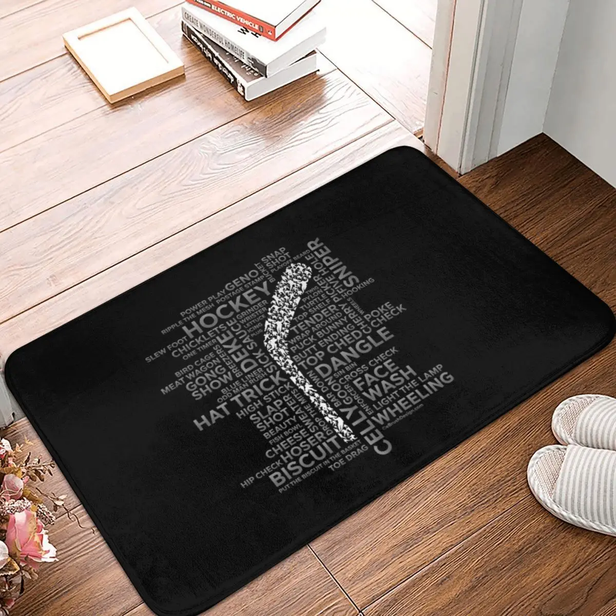 

Hockey Players And Slang Doormat Carpet Mat Rug Polyester PVC Anti-slip Floor Decor Bath Bathroom Kitchen Bedroom 40x60