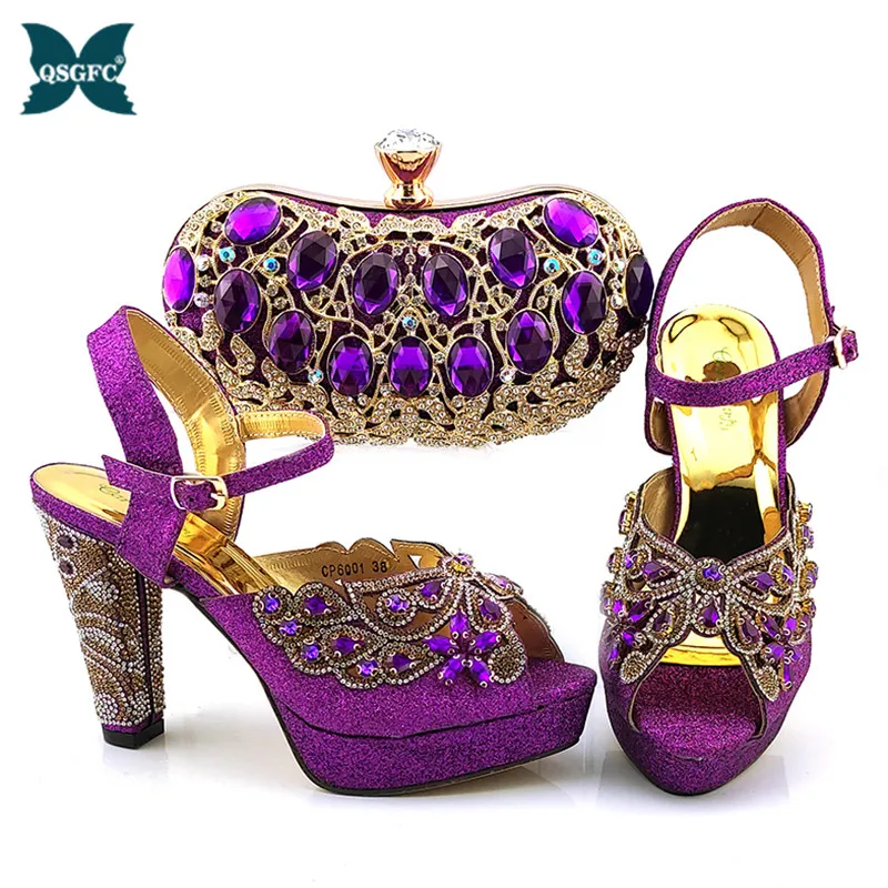 Новое поступление итальянские Для женщин комплект из обуви и сумки украшенные