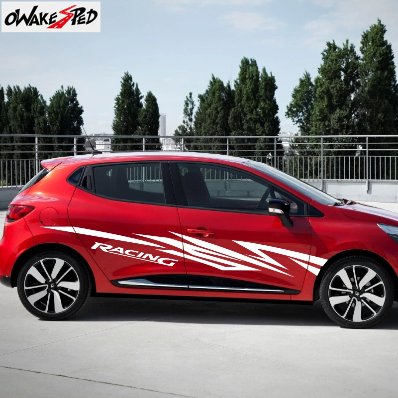 

1Set Sport Stripes Styling Stickers Car Body Both Side Decor Vinyl Decal Auto Door Accessories Sticker For Renault Clio 1 2 3 4