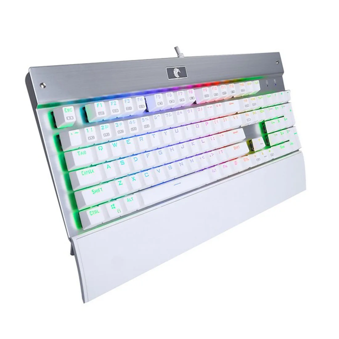 Z77 104 Keys Keyboard RGB Backlight Mechanical Gaming Keyboard With Wrist Rest For Game Laptop PC Gamer - White (Blue Switches)