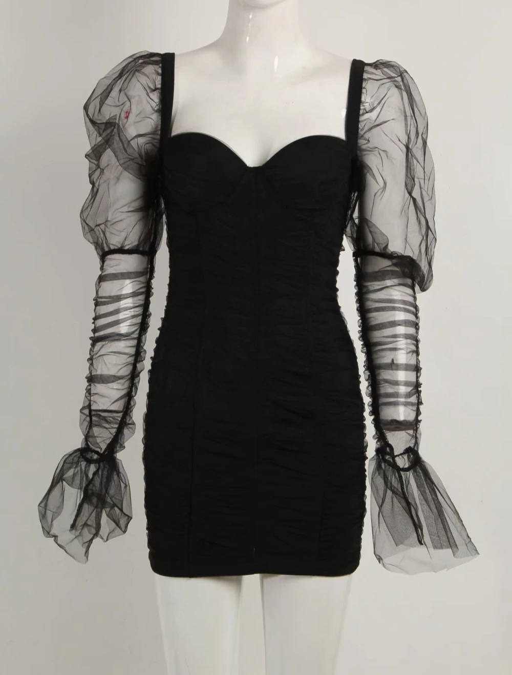 Black knitted fabric Meqeiss, новинка, Осеннее мини кружевное Бандажное платье, женское сексуальное платье с открытой спиной, винтажные облегающие вечерние платья, элегантные платья платье бандажное платье платье с открытой спиной - Цвет: Black knitted fabric