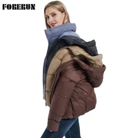 forerun down jacket female 2021 hooded ultra light goose 90 padded bubble coats solid women winter bomber puffer jackets