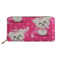 haoyun women pu leather long wallets maltese florals dogs pattern girls money bags cartoon animal design ladies coin pounch bags
