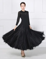 black simple ballroom dance dresses ladys long sleeve tango waltz dancing skirt women ballroom competition dance dress