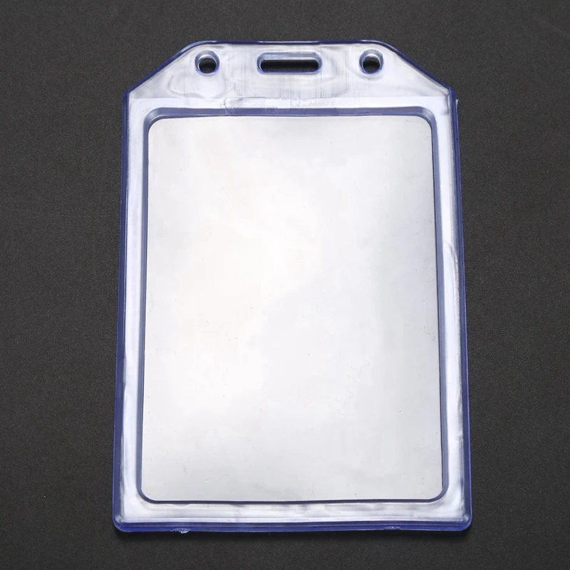 

PVC Vertical Name Tag ID Work Exhibition Badge Card Holder Clear Blue