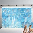 Зимняя Снежинка мультфильма Холодное сердце фон ребенок день рождения вечерние с рождественской ёлкой со снежным декорационные фото фон для студийной фотосъемки баннер