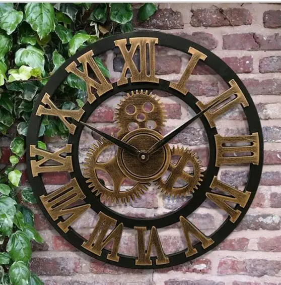 Новые большие настенные часы в винтажном стиле шестерни американский стиль