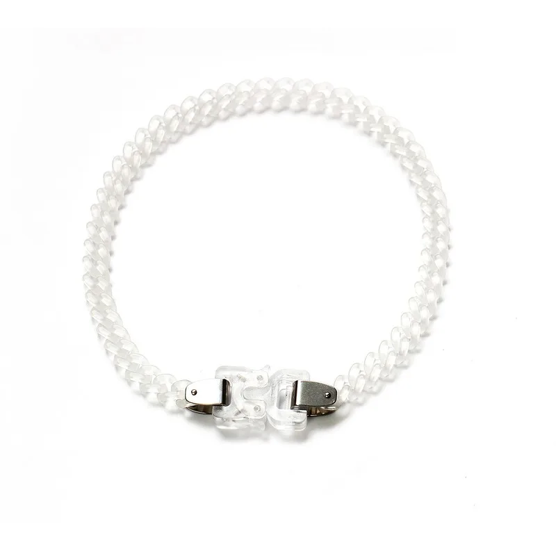 

New transparent acrylic metal buckle bone chain exaggerated metal socket Necklace geometric necklaces for men and women
