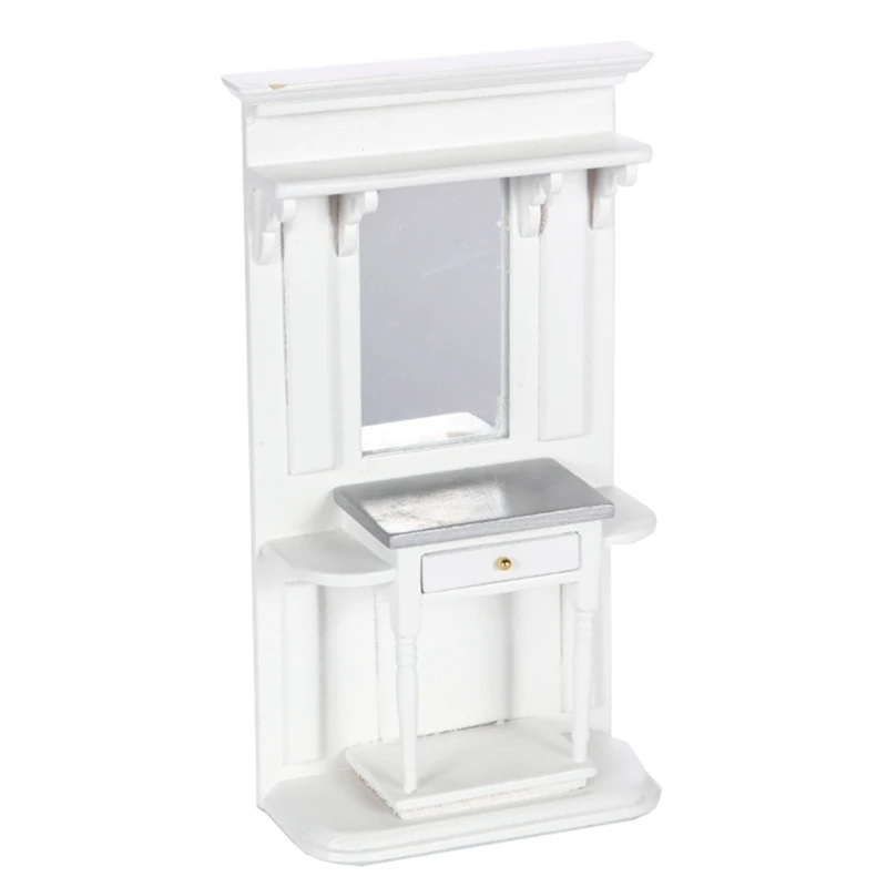 

1/12, миниатюрная мебель для кукольного домика, туалетный столик с зеркалом, модель для строительных комплектов, куклы для спальни, игрушки дл...