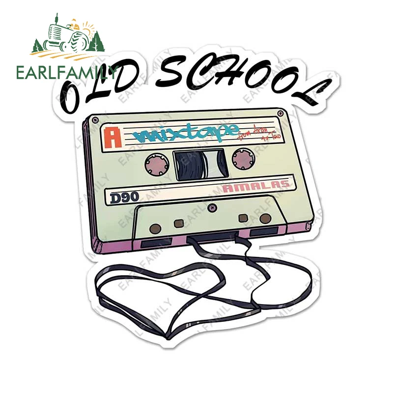 

EARLFAMILY 13cm x 5.6cm Funny Car Stickers for Old School Cassette Tape Windshield Decal Campervan Trunk Windows Waterproof