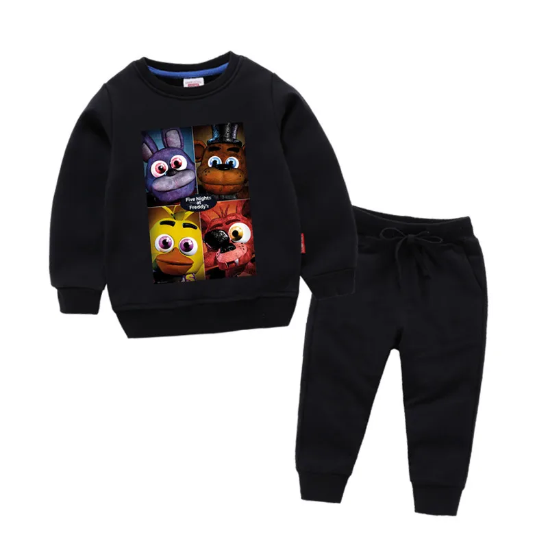 Детские хлопковые толстовки с капюшоном с принтом Five Nights At Freddy, хлопковый пуловер для девочек, топы для маленьких мальчиков, осенняя одежда
