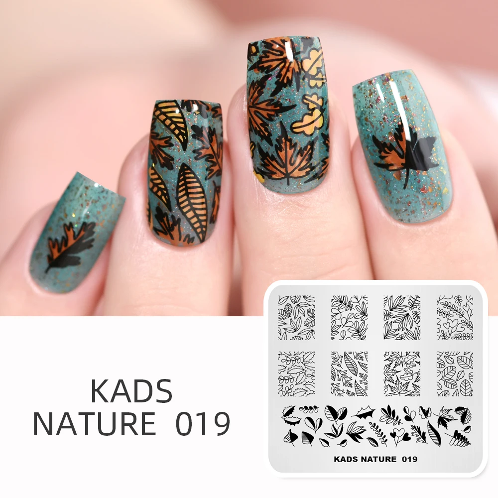 

KADS Nature 019 изображение листьев дерева штамповка для ногтей DIY шаблон пластина для стемпинга для нейл-арта трафарет для ногтей инструмент