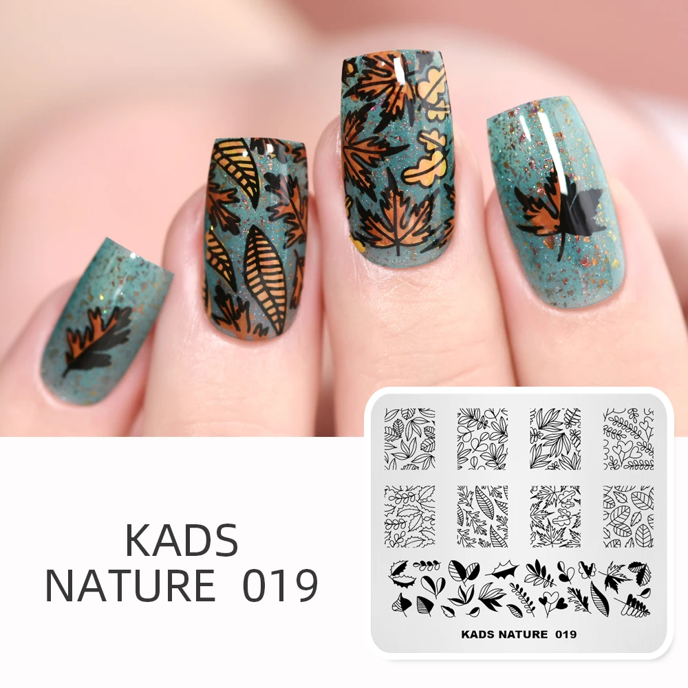 KADS Nature 019 изображение листьев дерева штамповка для ногтей DIY шаблон пластина
