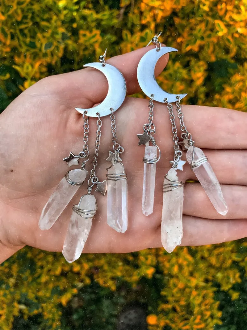 Серьги с полумесяцем таинственные готические украшения Луна языческий