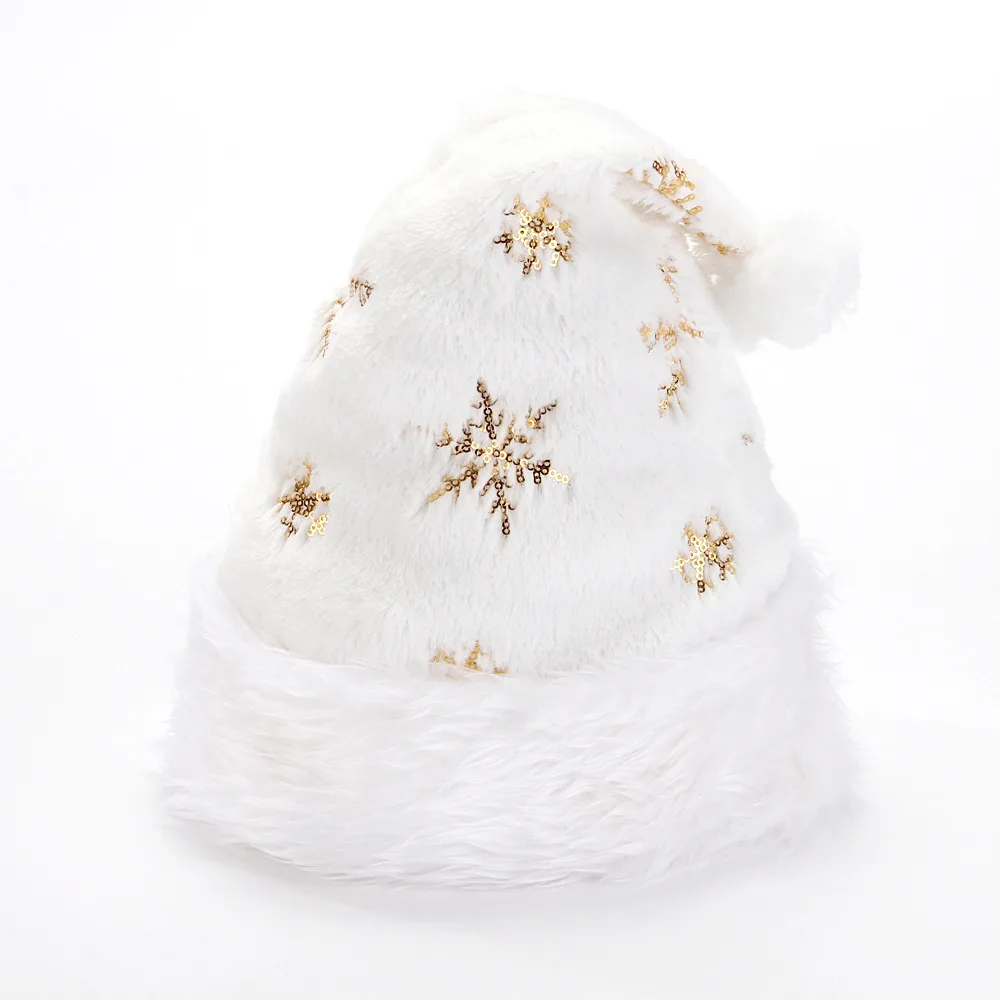

New Year Christmas Hat Gold Silver Snowflake Santa Cap Winter Hats Warm Natal Party Souvenir Decoration White Bonnet Femme Cap
