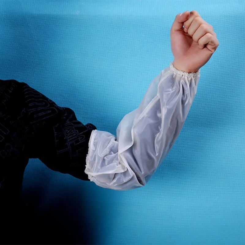 

White PVC Waterproof and Oil-repellent Transparent Long Sleeves for Auto Repair Industry