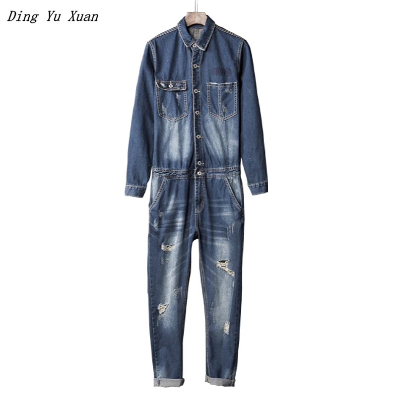 

Japanese Long Sleeve Jumpsuit for Men Working Denim Bib Overall Mens Autumn Romper Male One Piece Jumpsuits Jacket Pant Suit