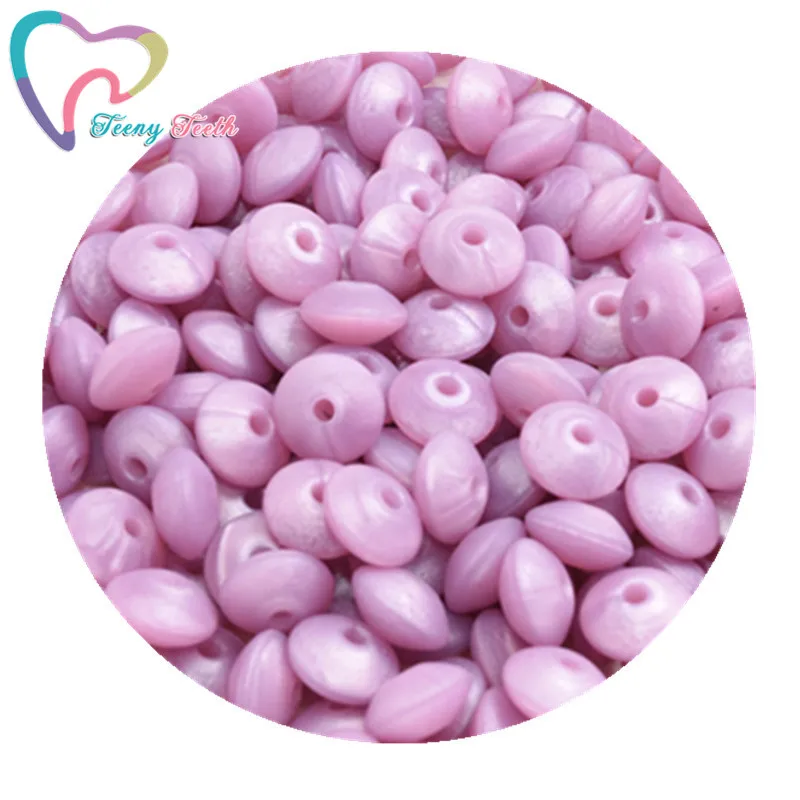 Metallic Purple Teeny Teeth 20 шт. Силиконовые Прорезыватели для зубов Abacus бусины в форме чечевицы DIY цепочка для прорезывания зубов красочные чечевицы Силиконовые Прорезыватели блюдца свободные бусины - Цвет: Metallic Purple