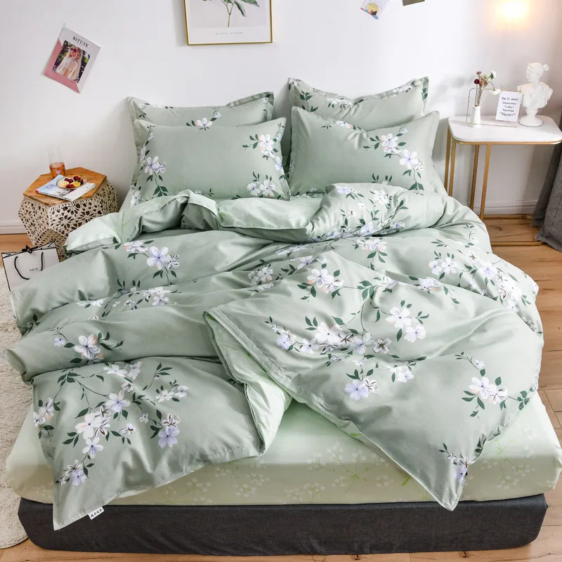 

Green Flower Pattern Girl Boy Kid Bed Cover Set Duvet Cover Adult Child Bed Sheets And Pillowcases Comforter Bedding Set 61071