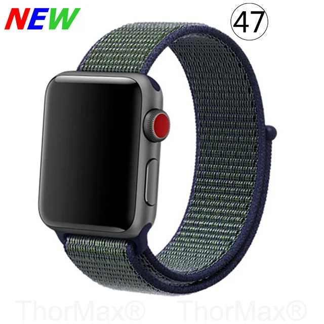Ремешок для часов Apple Watch 4 серии 5 4 3 мягкий легкий дышащий нейлоновый спортивный ремешок 38 мм 42 мм 40 мм 44 мм Ремешки для наручных часов - Цвет ремешка: 47-Midnight Fog