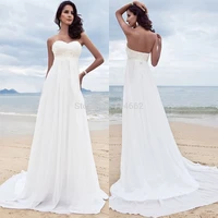 ivory sweetheart beaded empire chiffon wedding dresses beach bridal gowns 2019 free shipping custom cheap vestido de noiva