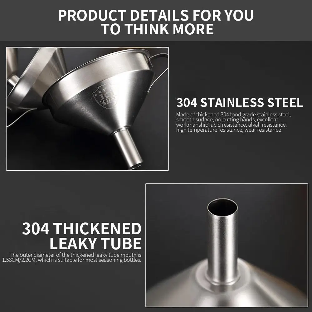 

Stainless Steel Funnel Kitchen Oil Liquid Funnel Metal Funnel with Detachable Filter Wide Mouth Funnel for Canning Kitchen Tools