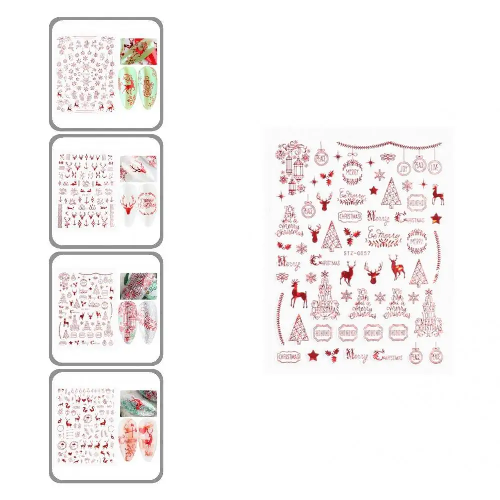 

Наклейка для ногтей с изображением лося снежинки снеговика креативная Противоударная Новогодняя 2D наклейка для ногтевого дизайна Наклейк...