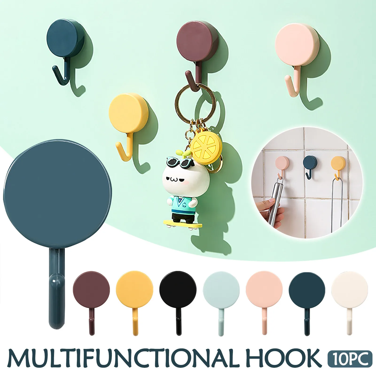 

Free Punching Wall Key Holder Child Wall Coat Rack Self-adhesive Seamless Hook Strong Plastic Wall Hook Sundries Storage Hook