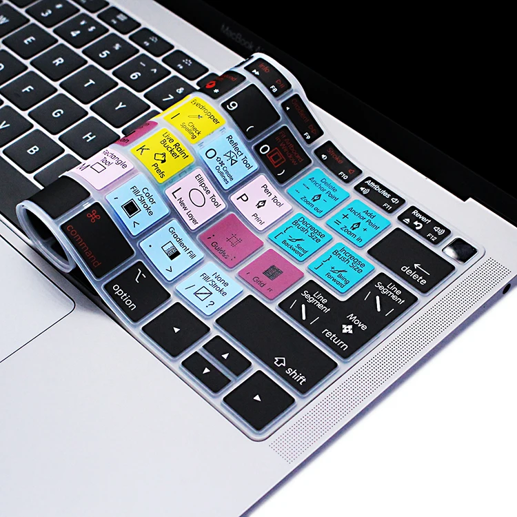 Для Adobe Illustrator ярлыки силиконовая клавиатура обложка кожа для MacBook новейший Air 13