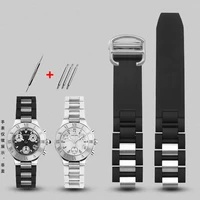 20mm10mm black replacement silicone rubber watch band for cartier 21 chronoscaph w10198u2 w10125u2 w10197u2 w10184u2