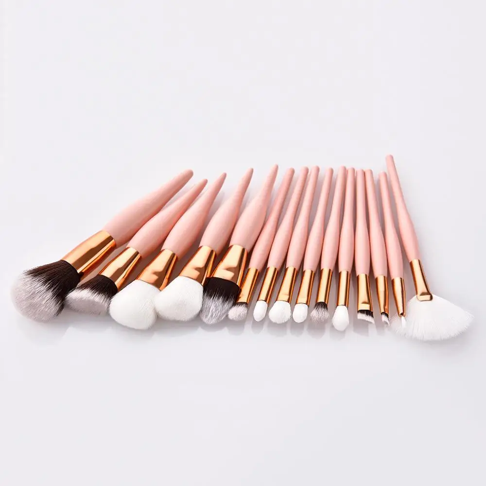 Новые кисти для макияжа 15 шт. Make Up набор розовый уход за кожей лица Тени век Румяна