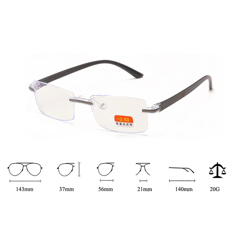 Очки для близорукости Seemfly 4 0 унисекс без оправы с защитой от сисветильник от-1