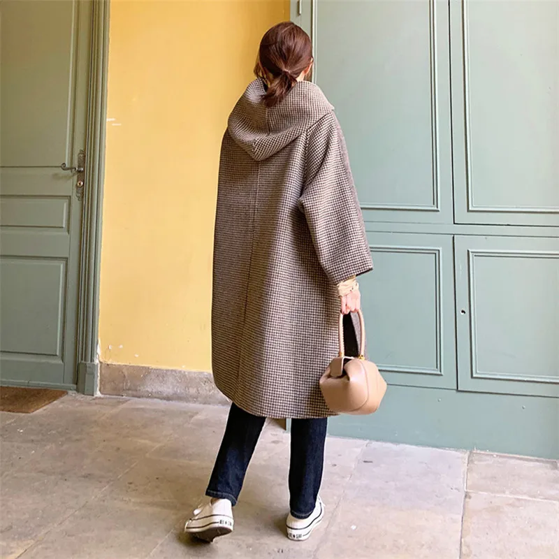 

YourSeason 2021 New Casual Female Plaid Long Hoodies Spring Autumn Pullover Women Winter Loose Hooded Slits Sweatshirts