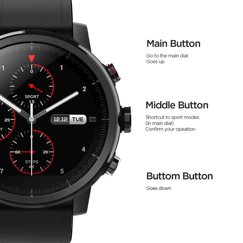 

Original Amazfit Stratos Smartwatch Smart Watch Bluetooth GPS Calorie Count Heart Monitor 50M Waterproof for Android iOS Phone