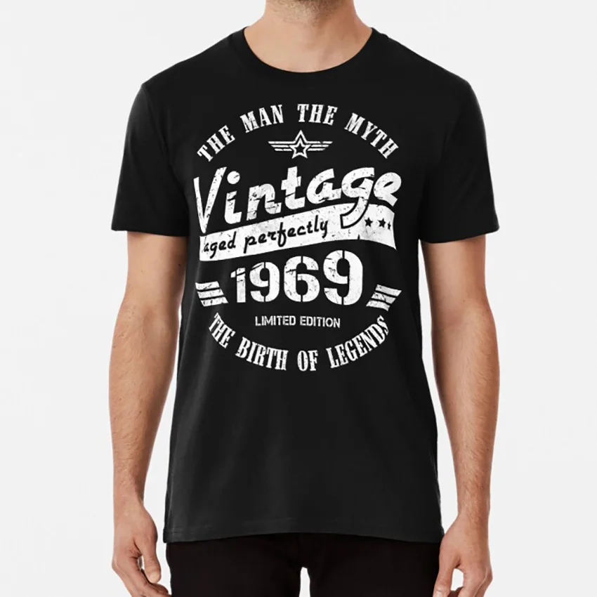 Мужская Винтажная футболка подарок на день рождения модель 1969 года ограниченная
