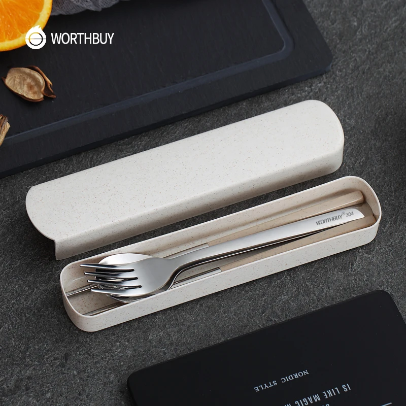 WORTHBUY портативная дорожная посуда набор посуды из нержавеющей стали 304 палочки