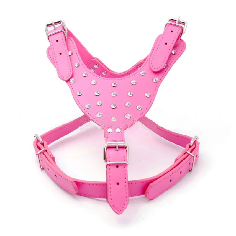 Поводок для собак с шипами заклепками из искусственной кожи шлейка больших