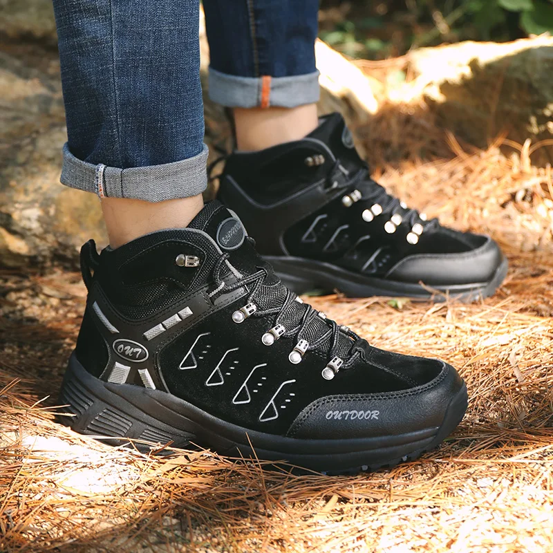 

Classic Casual Men Boots fashion Autumn Breathable Comfortable Lace-up Ankle Boots Rubber leather Me Work Martin Boots