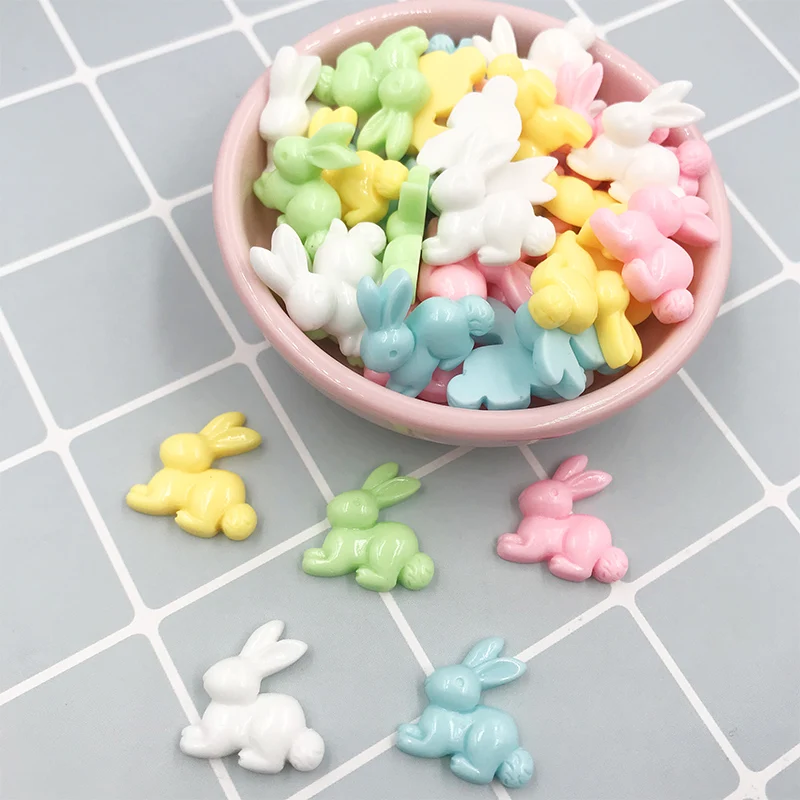 50 шт./лот Каваий каучук Мультяшные животные милый кролик с плоским основанием