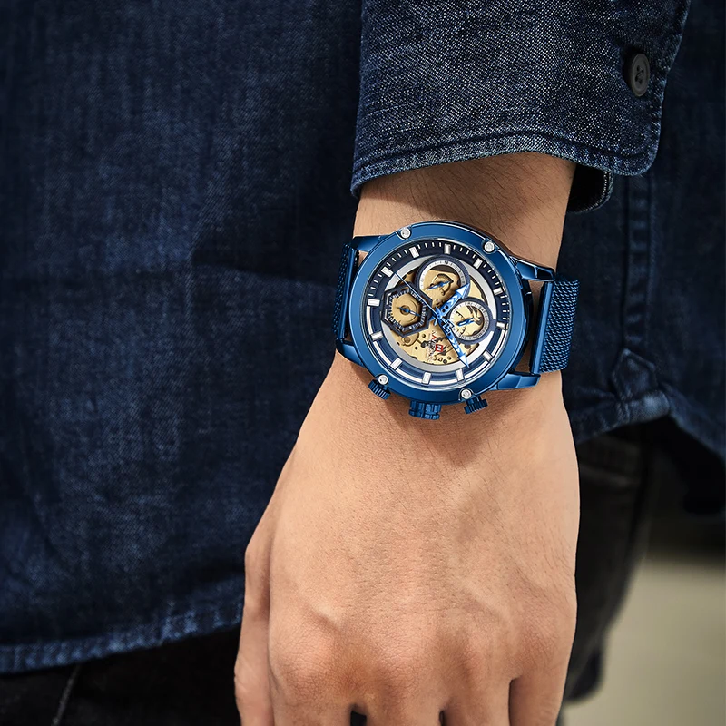 

New Original NAVIFORCE Men Coffee Watch Luxury Fashion Quartz Men's Watches Business Full Steel Sports Military Wrist Watch 2020