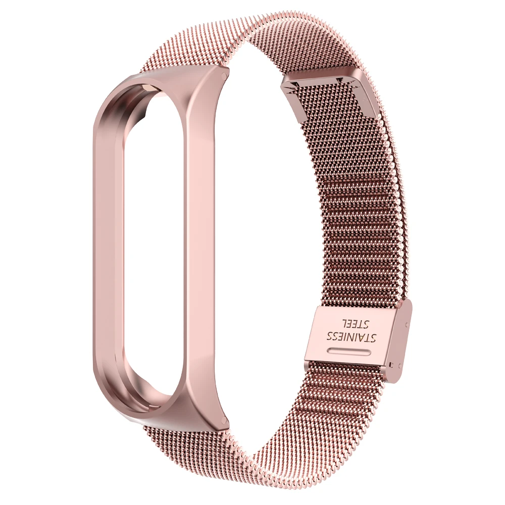 Ремешок из нержавеющей стали для xiaomi mi band 3 4, металлический ремешок для часов, умный Браслет mi band 3, сменные ремешки для часов mi 3 - Цвет: Style 3 Pink