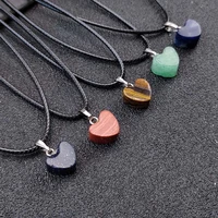 10pcs natural mixed stone heart shape pendants healing chakra beads gemstones crystal charms random necklace for lovers couples