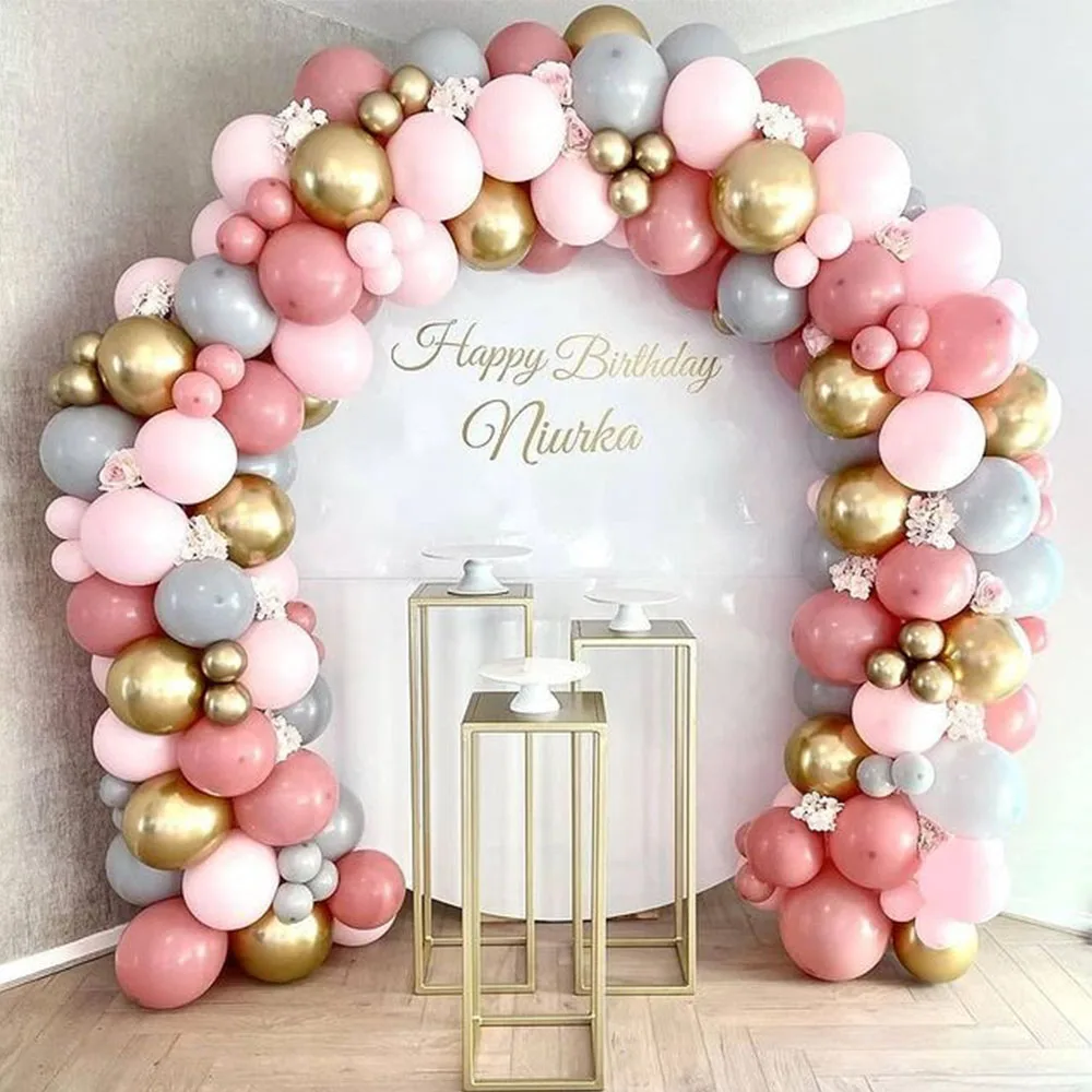 

112pcs Retro Pink Balloon Garland Arch Kit Chrome Gold Globos Baby Shower Happy Mother's Day Wedding Kid Birthday Decorations