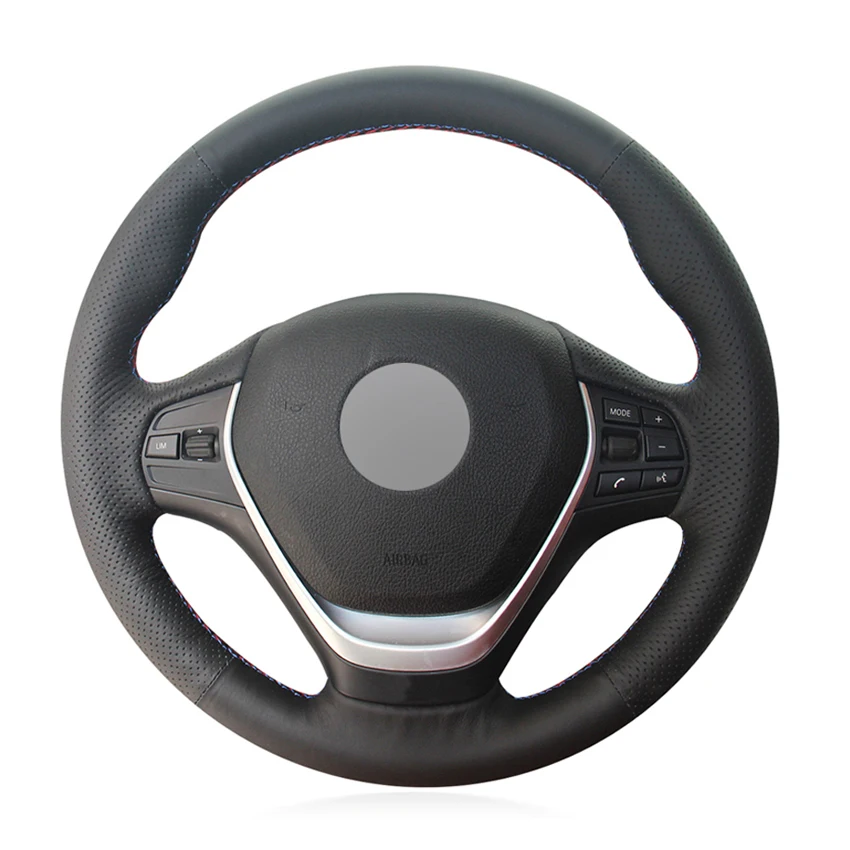 

Black Artificial Leather DIY Hand-stitched No-slip Car Steering Wheel Cover for BMW F20 F21 F22 F23 F30 F31 F34 F32 F33 F36