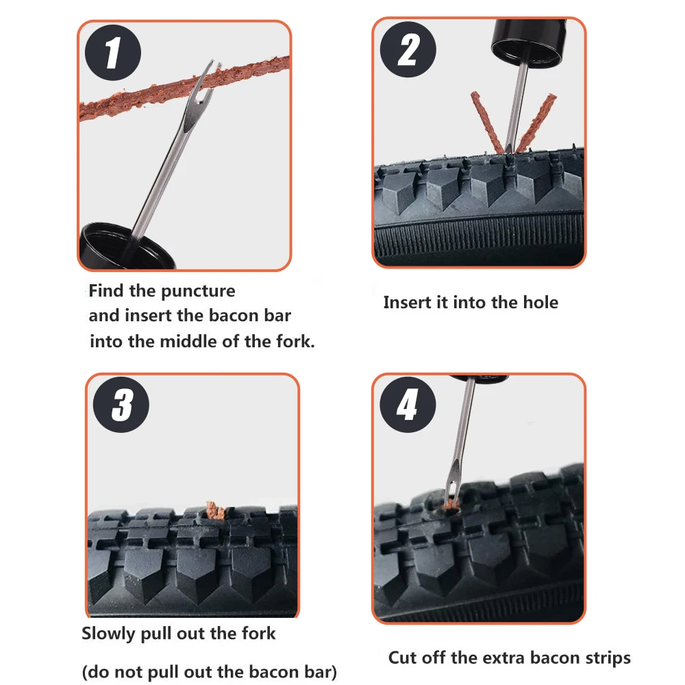 Набор для ремонта велосипедных бескамерных шин резиновые полоски дрели герметик